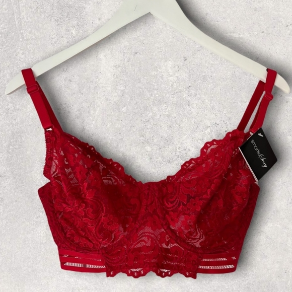 SMART & SEXY Red Lace Underwire Bra NWT Size 36DDD - Picture 2 of 4